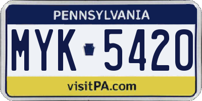 PA license plate MYK5420
