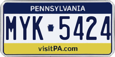 PA license plate MYK5424