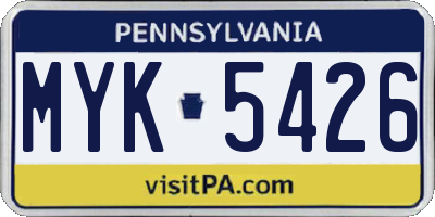 PA license plate MYK5426