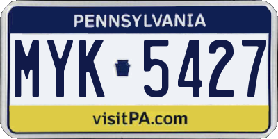 PA license plate MYK5427