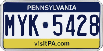 PA license plate MYK5428