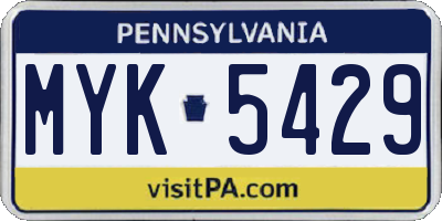 PA license plate MYK5429