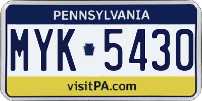 PA license plate MYK5430