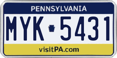 PA license plate MYK5431