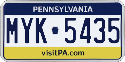 PA license plate MYK5435