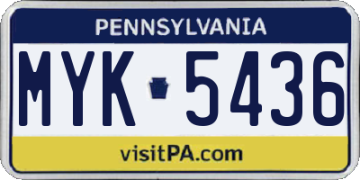 PA license plate MYK5436
