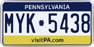 PA license plate MYK5438