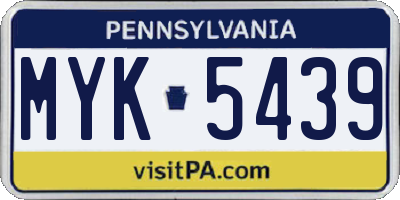 PA license plate MYK5439