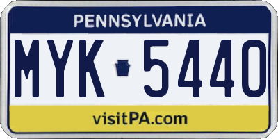 PA license plate MYK5440