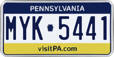 PA license plate MYK5441