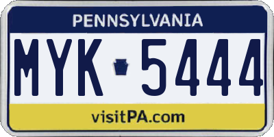 PA license plate MYK5444