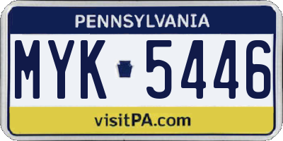 PA license plate MYK5446