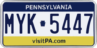 PA license plate MYK5447
