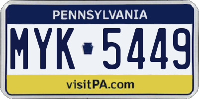 PA license plate MYK5449