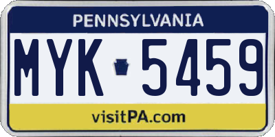 PA license plate MYK5459