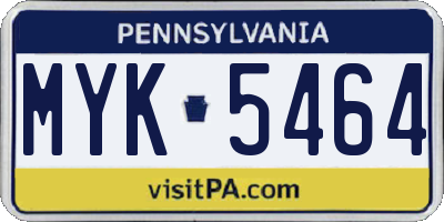 PA license plate MYK5464
