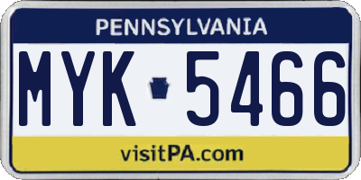 PA license plate MYK5466