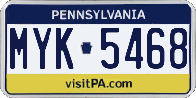 PA license plate MYK5468