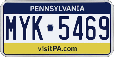 PA license plate MYK5469