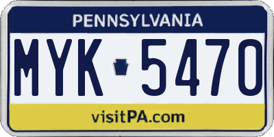 PA license plate MYK5470