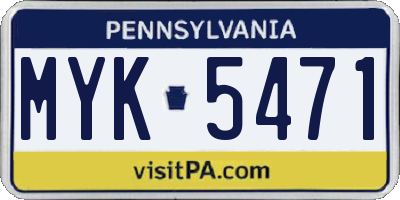PA license plate MYK5471