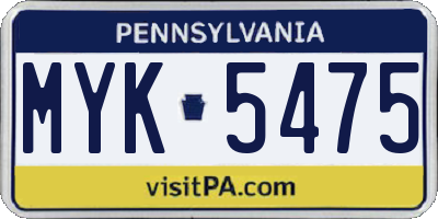 PA license plate MYK5475