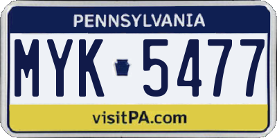 PA license plate MYK5477