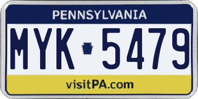 PA license plate MYK5479
