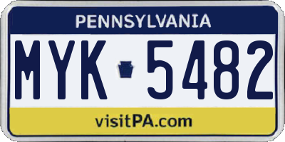 PA license plate MYK5482