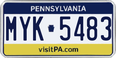 PA license plate MYK5483