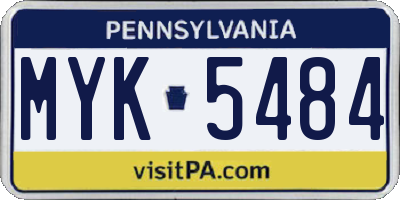 PA license plate MYK5484