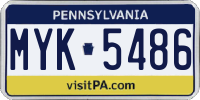 PA license plate MYK5486