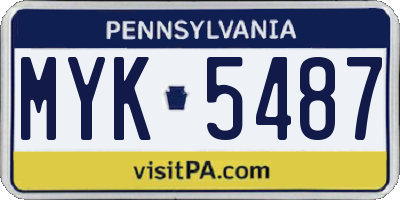 PA license plate MYK5487