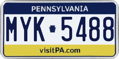 PA license plate MYK5488