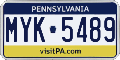 PA license plate MYK5489
