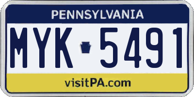 PA license plate MYK5491