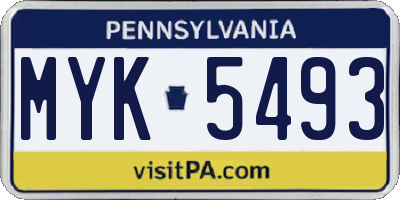 PA license plate MYK5493