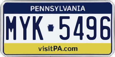 PA license plate MYK5496