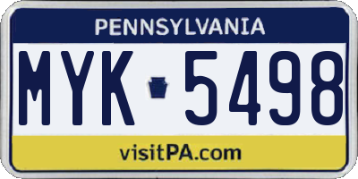 PA license plate MYK5498