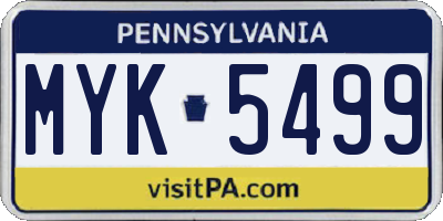 PA license plate MYK5499