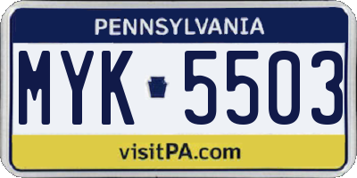PA license plate MYK5503