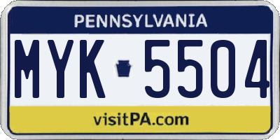 PA license plate MYK5504