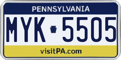 PA license plate MYK5505