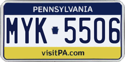 PA license plate MYK5506