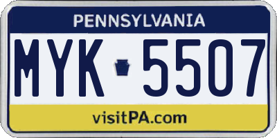 PA license plate MYK5507