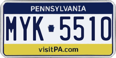 PA license plate MYK5510