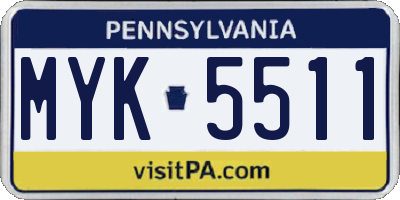 PA license plate MYK5511
