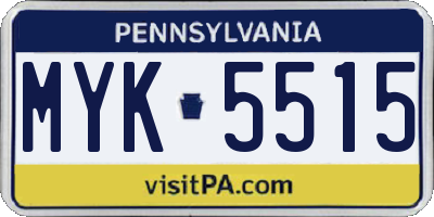 PA license plate MYK5515