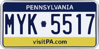 PA license plate MYK5517