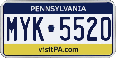 PA license plate MYK5520